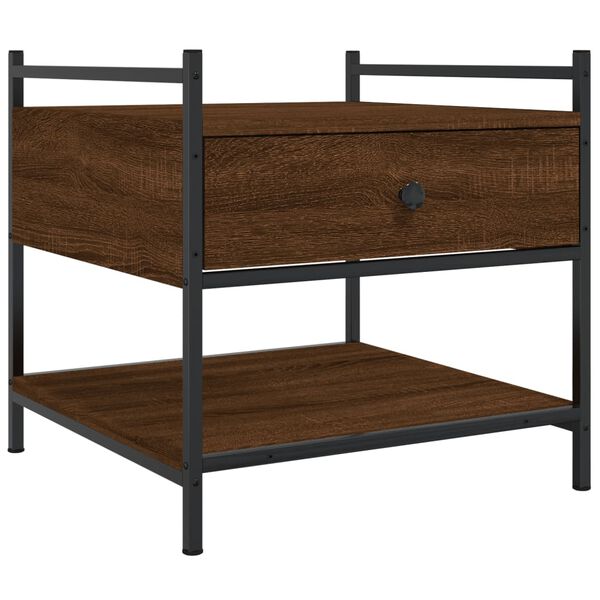 vidaXL Coffee Table Brown Oak Engineered Wood, Metal 19.7 in