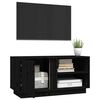 vidaXL TV Cabinet Black Solid Pine Wood Medium TV Cabinet Rectangular