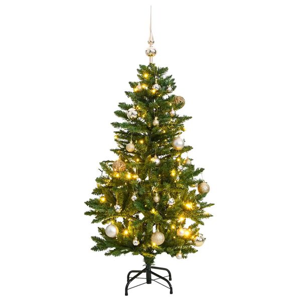 vidaXL Artificial Hinged Christmas Tree 150 LEDs & Ball Set 47.2"