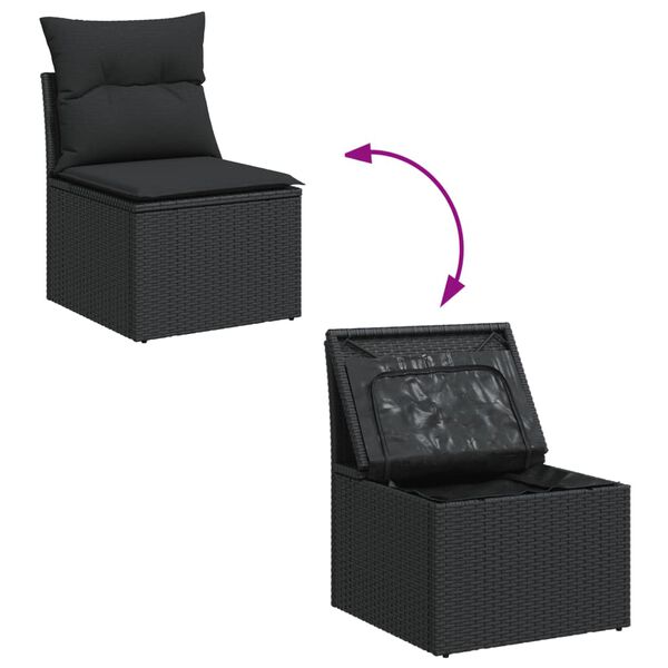vidaXL Garden Sofa Set Black PE Rattan Large Modular Garden Sofa Set
