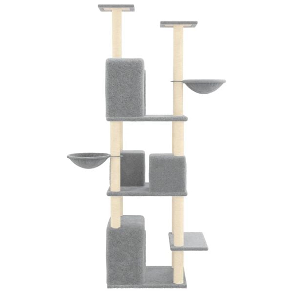 vidaXL Cat Tree Light grey Engineered wood 70.9 in Adjustable Armrests