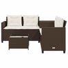 vidaXL Patio Sofa with Table and Cushions L-Shaped Brown Poly Rattan