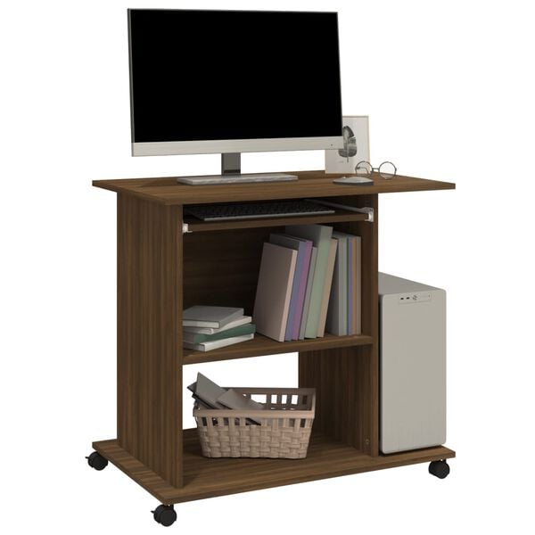 vidaXL Computer Desk Brown Oak Engineered wood Compact Computer Desk