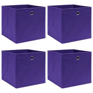 vidaXL Storage Boxes 4 pcs Non-woven Fabric 11"x11"x11" Purple
