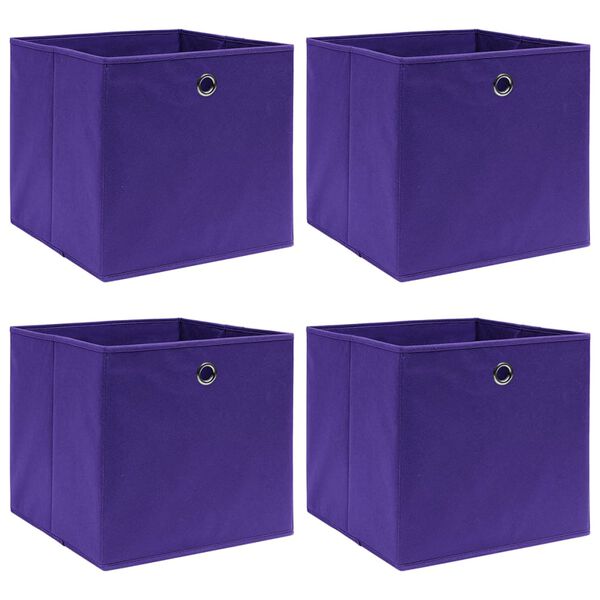 vidaXL Storage Boxes 4 pcs Non-woven Fabric 11"x11"x11" Purple