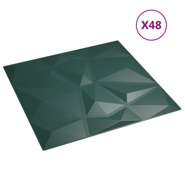vidaXL Wall Panels 48 pcs Green 19.7"x19.7" XPS 129.2 ft&sup2; Diamond