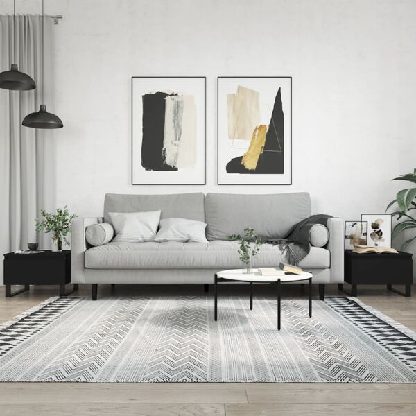 vidaXL Coffee Table Set of 2 Black Engineered wood, metal Medium