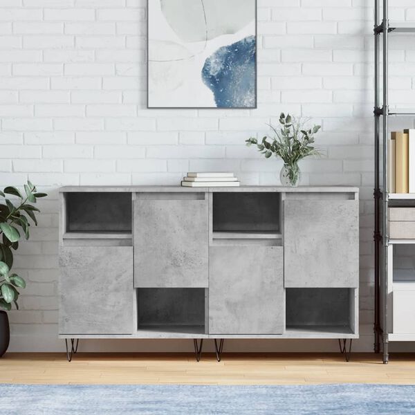 vidaXL Sideboard Set of 2 Concrete grey Engineered wood, metal Sideboard