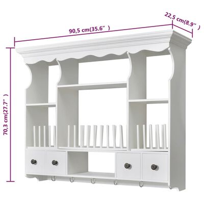 vidaXL Wooden Kitchen Wall Cabinet White