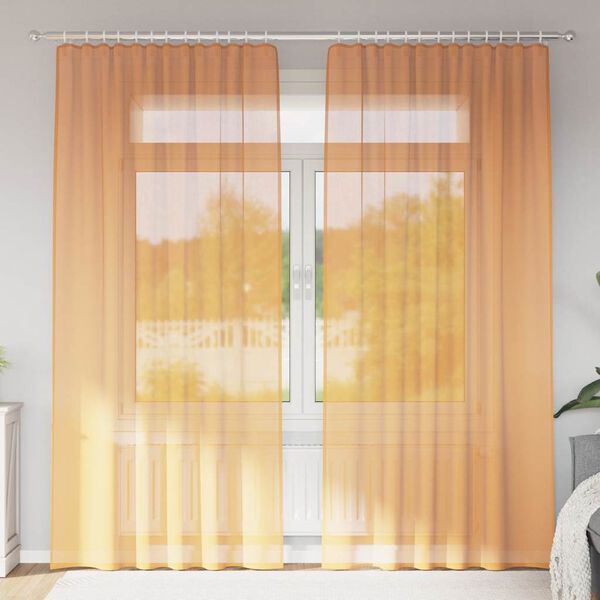 vidaXL Voile Curtains with Loops 2 pcs Orange 55.1x96.5"