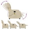 vidaXL Massage Recliner Chair Cream Fabric Standard Adjustable Armrests