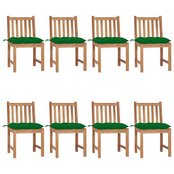 vidaXL Patio Chair Set of 8 Warm Teak Teak wood, Polyester Extra heavy