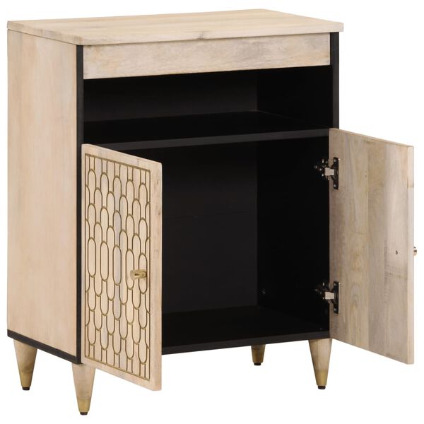 vidaXL Side Cabinet Bleach natural Solid Mango Wood 23.6 x 13.0 x 29.5 in
