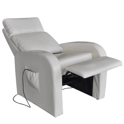 vidaXL Massage Chair White Faux Leather