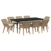vidaXL Garden Dining Set with Cushion 9 pcs Beige Poly Rattan