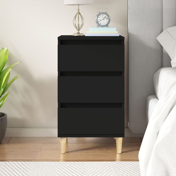 vidaXL Bedside Cabinet Black Engineered wood Medium Bedside Cabinet