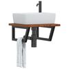 vidaXL Basin Shelf Dark Brown, Black Solid Oak Wood, Steel Standard