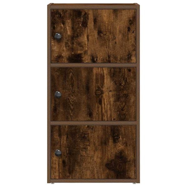vidaXL Bookcase Smoked Oak Engineered Wood 15.7x9.4x30.3 in Bookcase