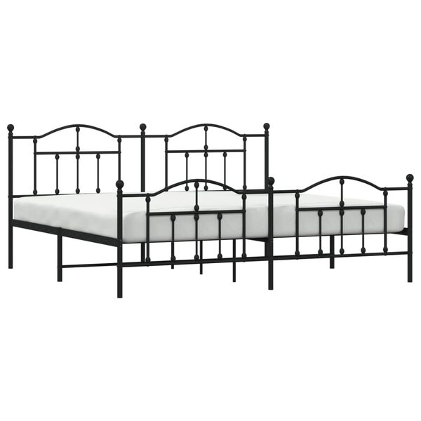 vidaXL Bed Frame Black Powder-coated Steel Full Bed Frame Rectangular