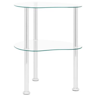 vidaXL 2-Tier Side Table Transparent 15"x15"x19.7" Tempered Glass