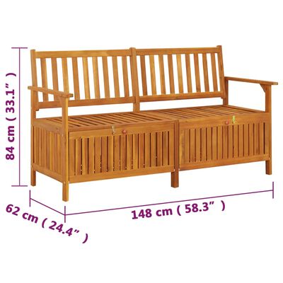 vidaXL Storage Bench 58.3" Solid Wood Acacia