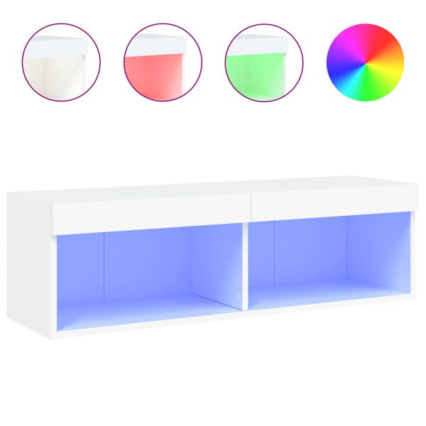vidaXL TV Stand with LED Lights White 39.4"x11.8"x11.8"