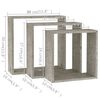 vidaXL Wall Cube Shelf Set of 3 Concrete Gray MDF