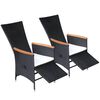 vidaXL Dining Set Black Solid acacia wood, PE rattan, Powder-coated steel