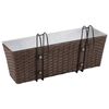 vidaXL Garden Planter Set of 2 Brown Rattan, Zinc, Steel wire 19.7 in