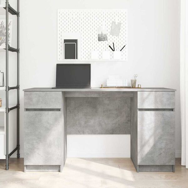 vidaXL Desk with Drawer Concrete grey 140 x 49 x 76 cm Engineered wood