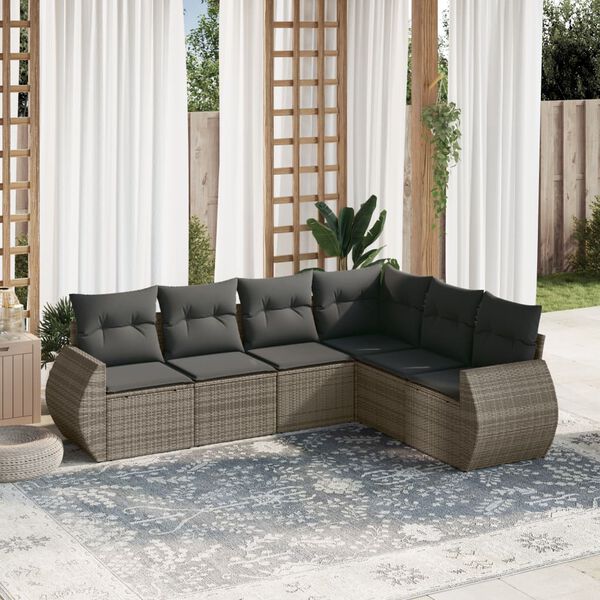vidaXL Garden Sofa Set Grey PE rattan, powder-coated steel Large Modular