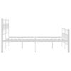 vidaXL Metal Bed Frame White Powder-Coated Steel Double Metal Bed Frame