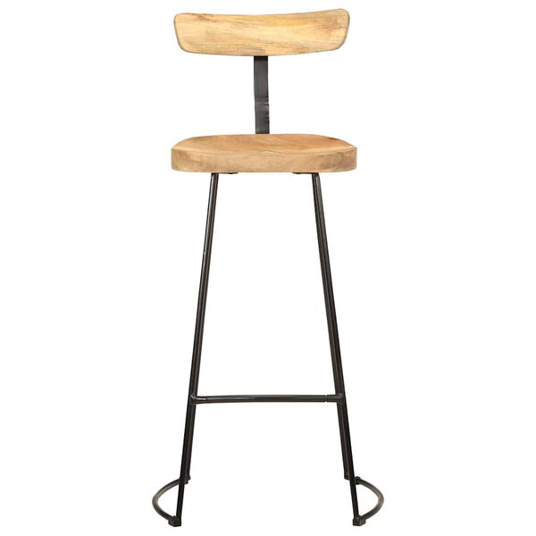 vidaXL Bar Stool Set of 2 Brown and Black Solid Mango Wood, Iron Medium