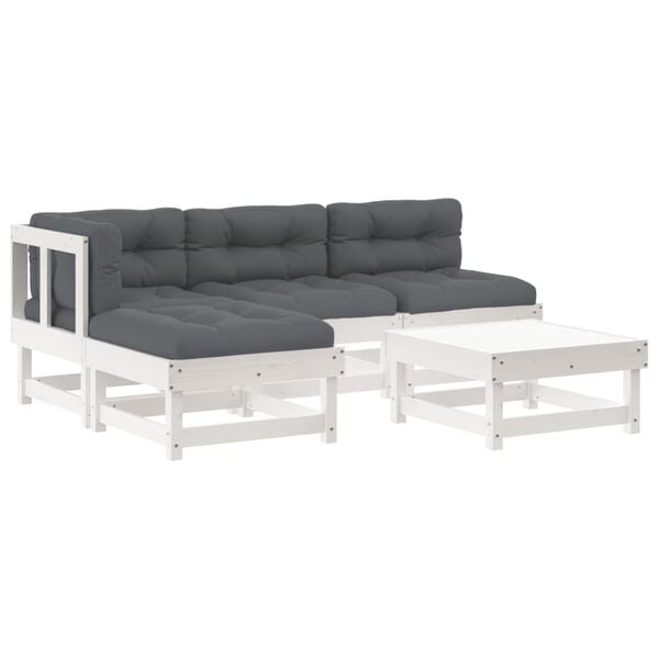vidaXL Garden Lounge Set White, Anthracite