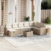 vidaXL Garden Sofa Set Beige Poly Rattan, Steel, Tempered Glass Large