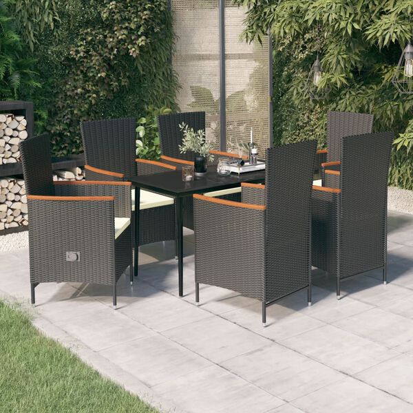 vidaXL Garden Dining Set Black, Cream White