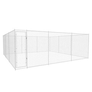 vidaXL Dog Kennel Silver Galvanized Steel Large Dog Kennel Square