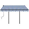 vidaXL Retractable Awning Blue and White Aluminum, Iron, Polyester Large