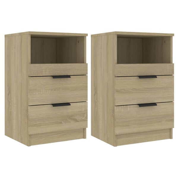 vidaXL Bedside Cabinet Set of 2 Sonoma oak Engineered wood Medium