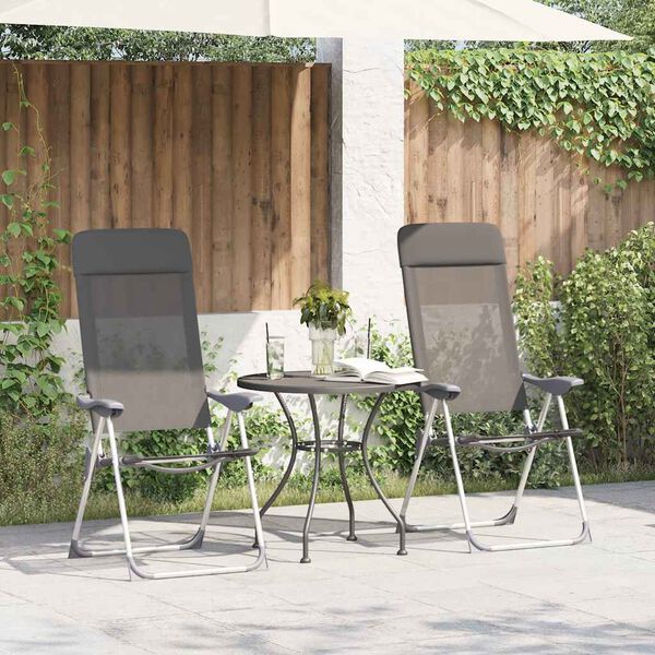 vidaXL Folding Camping Chairs 2 pcs Gray Aluminum