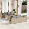 vidaXL Garden Sofa Set Beige PE Rattan, Powder-Coated Steel, Tempered Glass