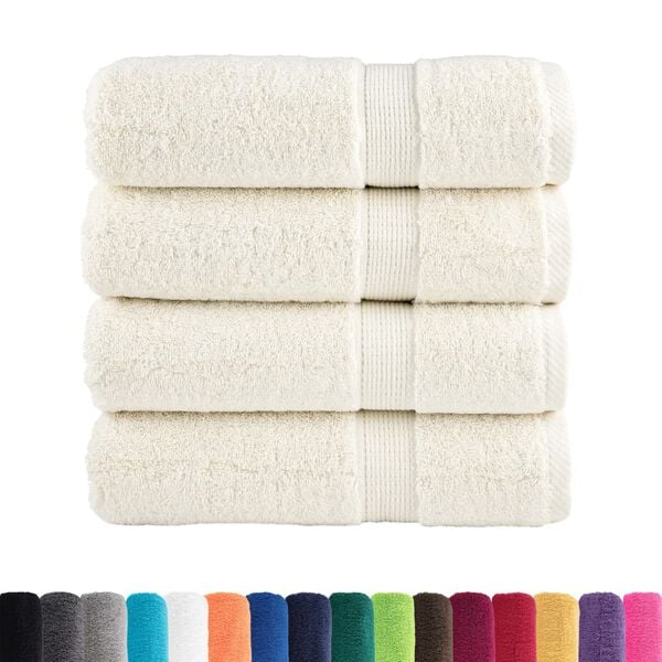 vidaXL Shower Towel Set of 4 Cream 100% Cotton 27.6 x 55.1 in