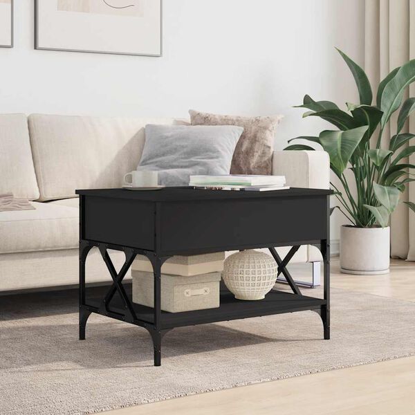 vidaXL Coffee Table Black Engineered wood, metal Medium Adjustable Feet