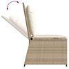vidaXL Reclining Patio Bench Beige, Cream Poly Rattan, Powder-Coated Steel