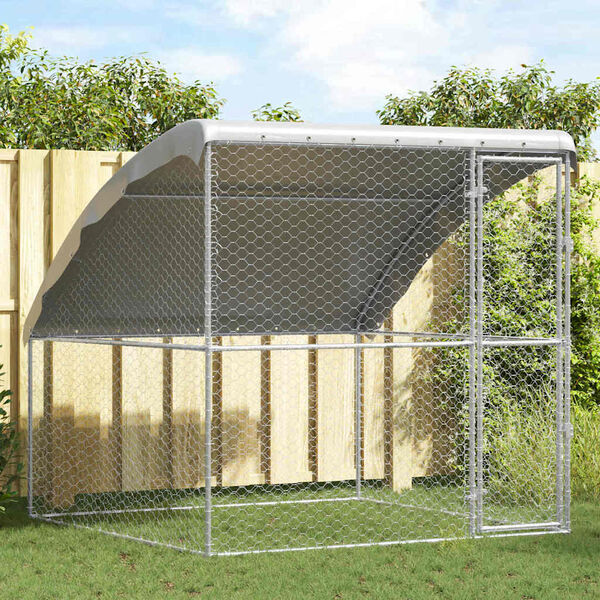 vidaXL Dog Kennel with Storage Silver 6.56 x 6.56 x 6.56 ft Steel