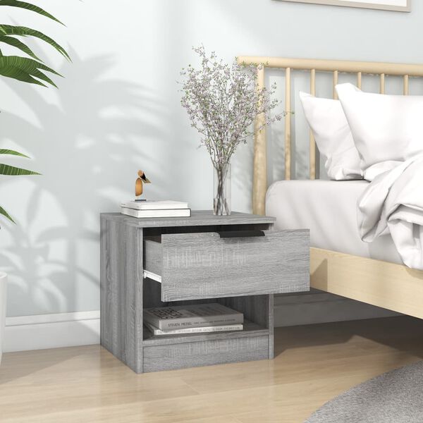 vidaXL Bedside Cabinet Set of 2 Grey sonoma Engineered wood Medium