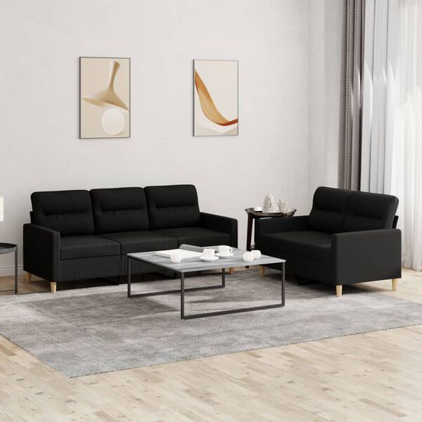 vidaXL Sofa Set Black Fabric (100% polyester), metal, textilene, plywood