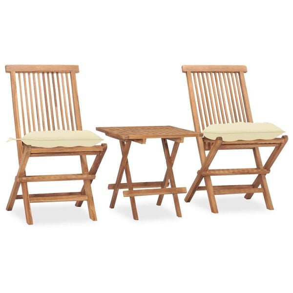 vidaXL Outdoor Dining Set Teak Solid Teak Wood 3 Piece Set Foldable