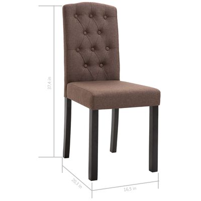 vidaXL Dining Chairs 2 pcs Brown Fabric