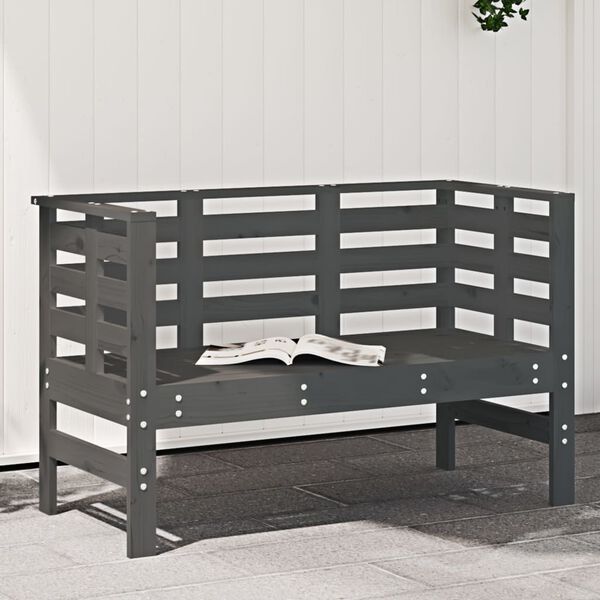 vidaXL Garden Bench Grey Solid pine wood 2-seater Durable Garden Bench